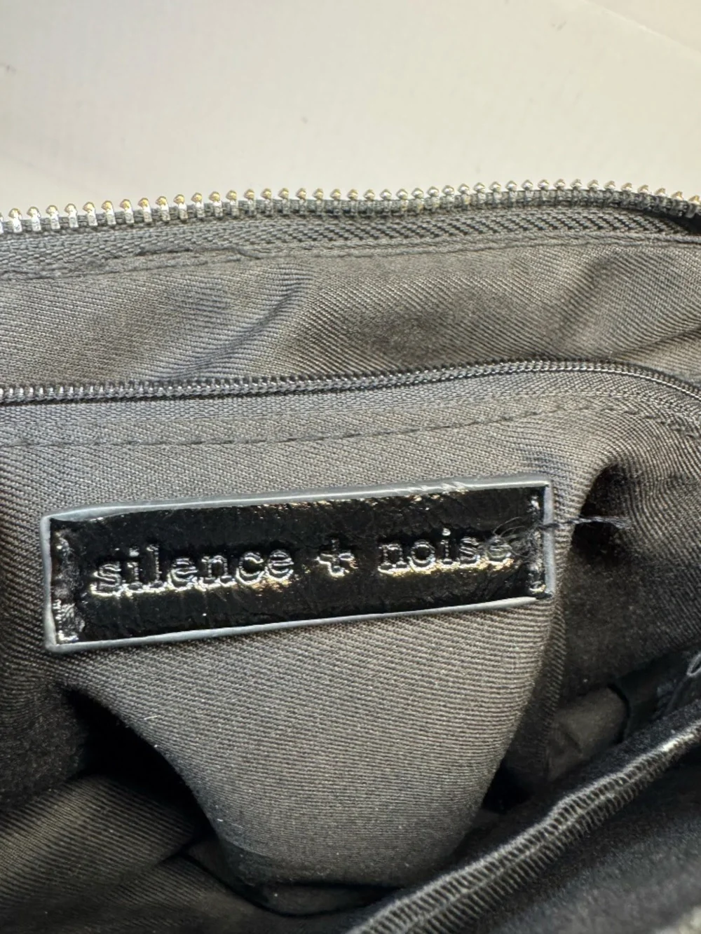 Silence + Noise Black Patent Star Baguette Shoulder Bag Y2K Retro Purse